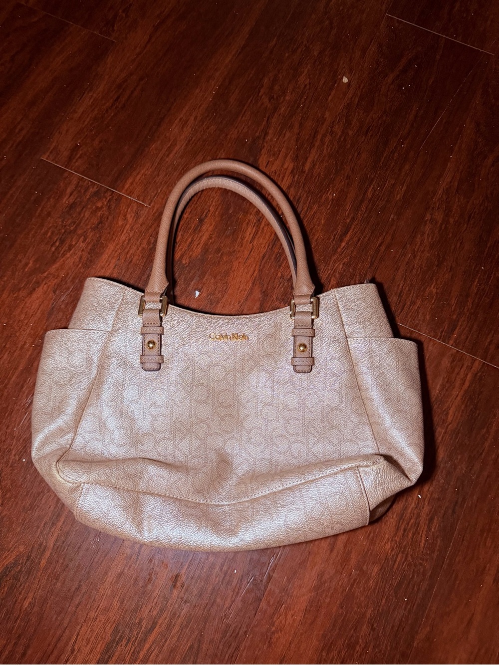 Calvin Klein Beige Logo-Print Tote Bag